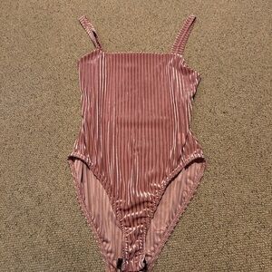 Pink Pleated Body Suit & Matching Wide Leg Pants